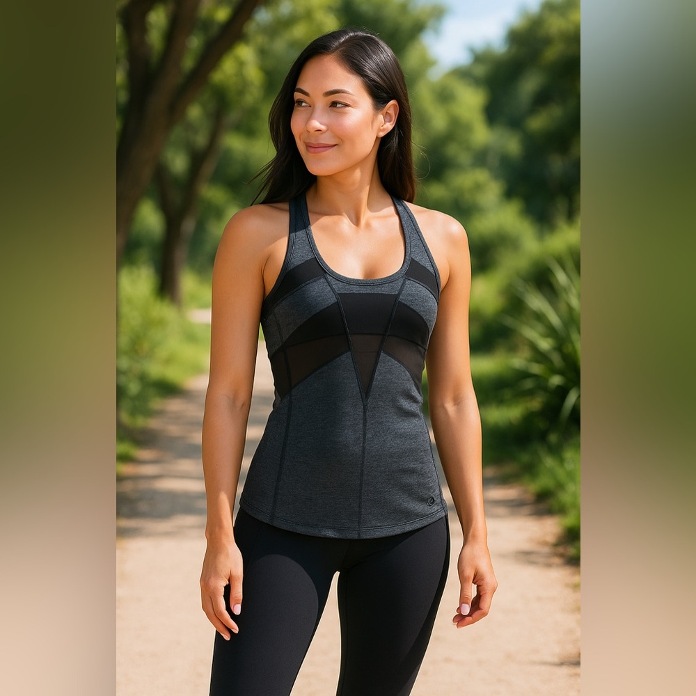 Lululemon Mesh Panel Charcoal Heather Gray Tank Top